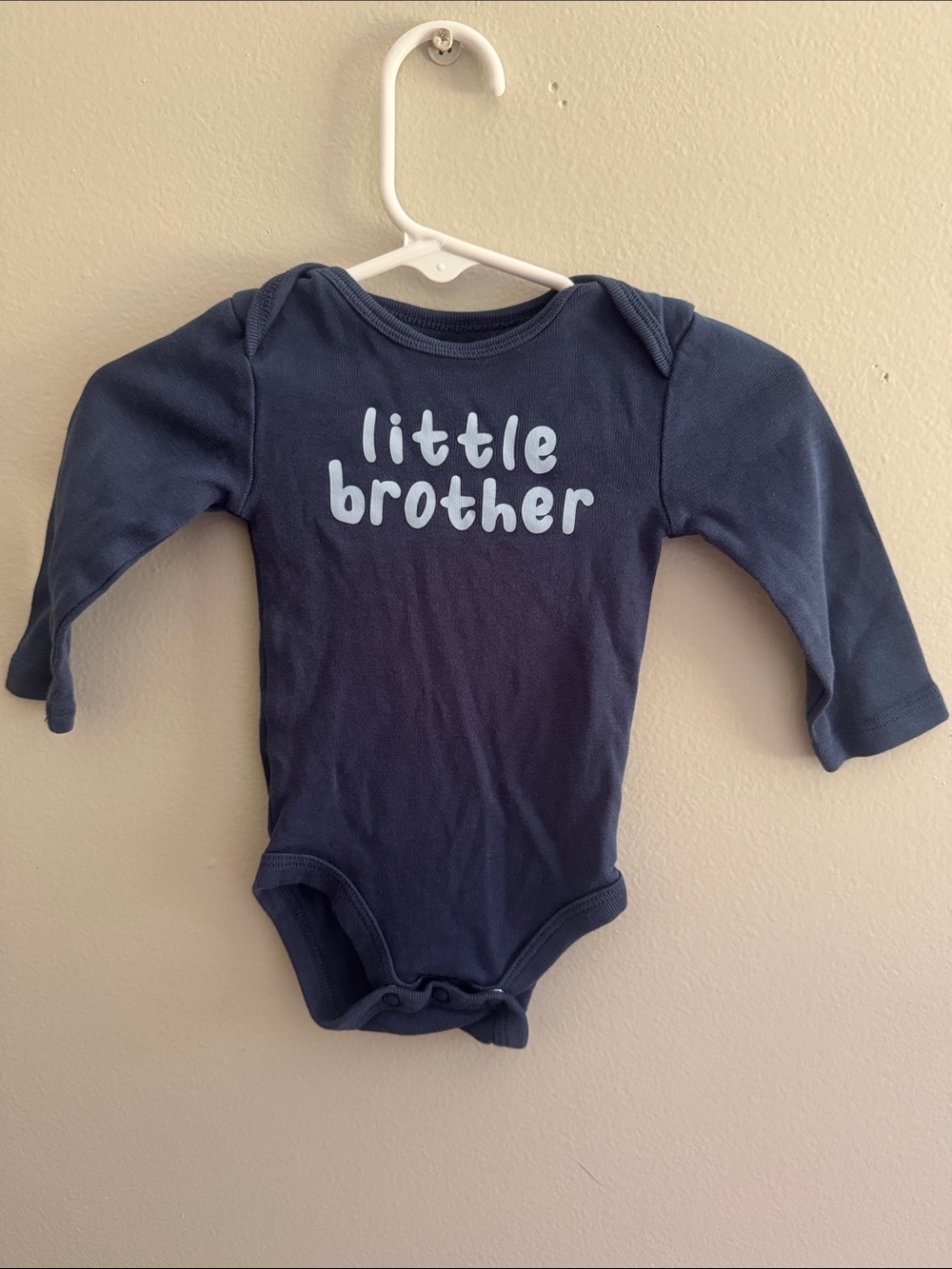 okie dokie Navy Blue Long-Sleeve One-Piece with "little brother" Graphic